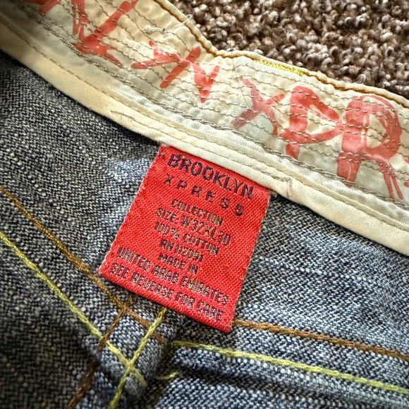 Vintage Brooklyn Xpress Men's‎ Y2K 32x30 Patchwork Wide Leg Jeans Distressed - Picture 5 of 6